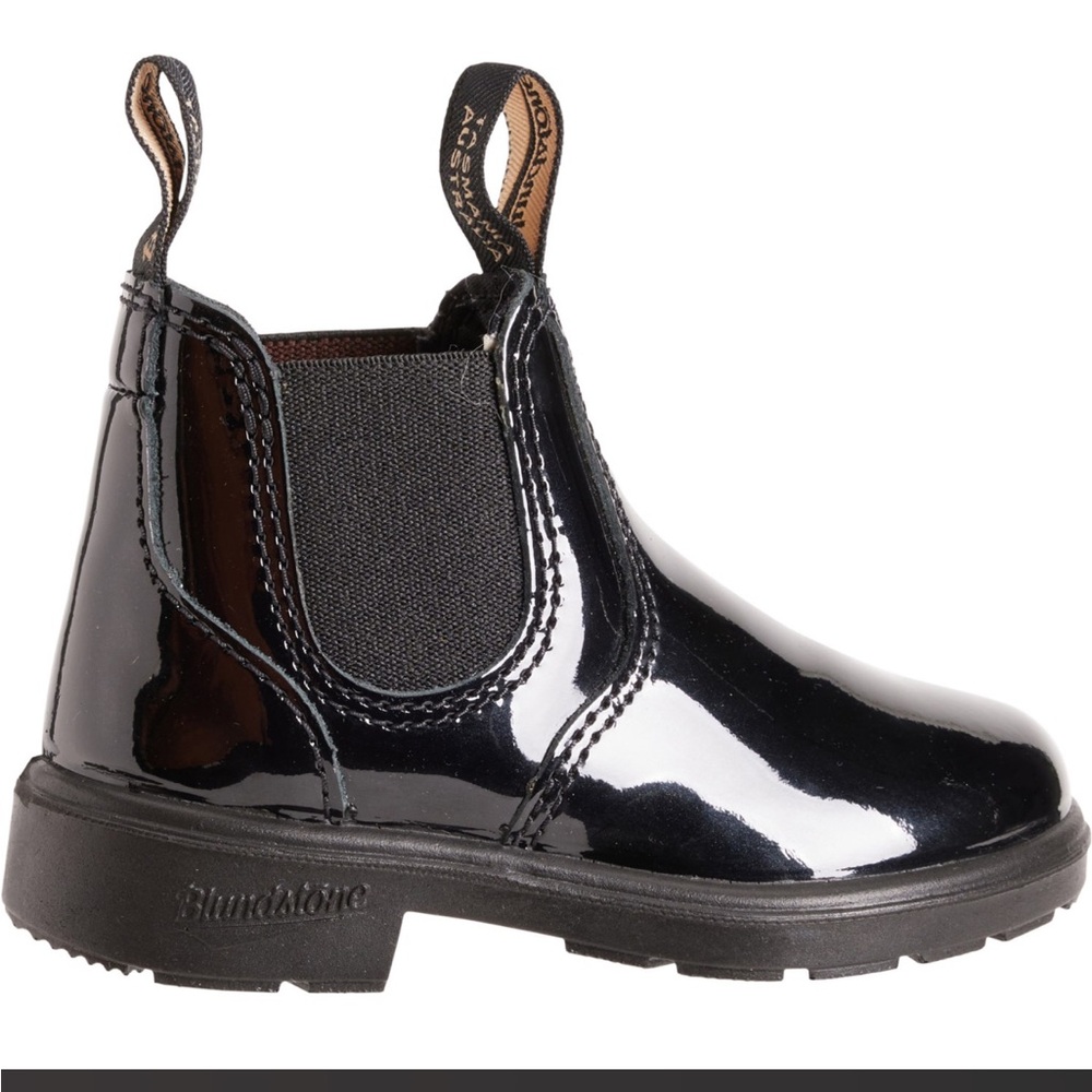 Blundstone kids boots black patent leather size AU 7 US 8